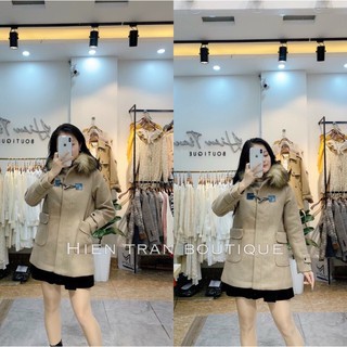 XẢ HÀNG SALE SỐC áo khoác dạ mũ lông 1 khuy chuẩn ivy