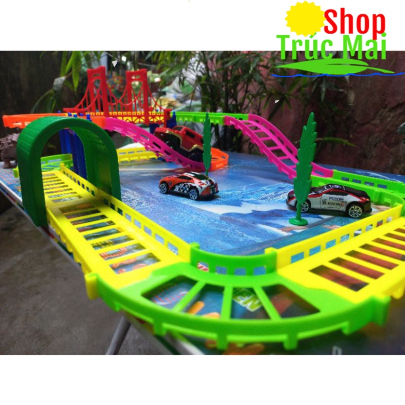 Đồ chơi trẻ em phát triển trí tuệ, lắp ghép đường ray ô tô, tàu hỏa nhiều chi tiết