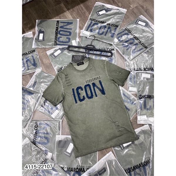 Áo Thun Nam DSQ Thêu Chữ Cực Xịn - Áo Phông Nam ICON Rách Siêu Đẹp