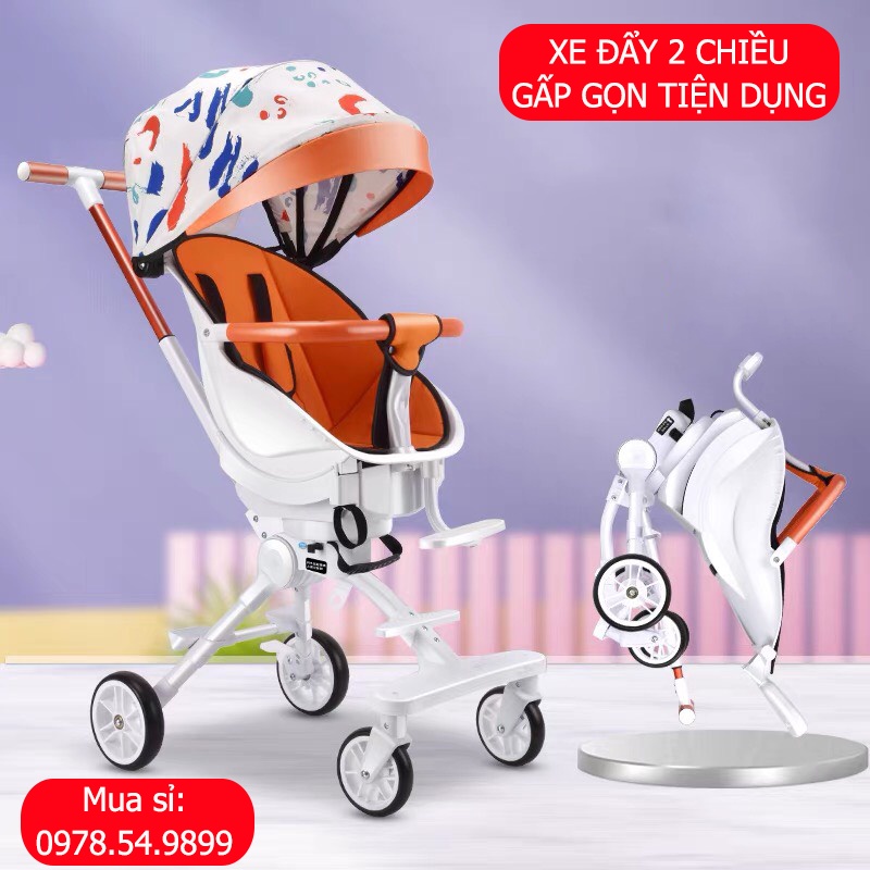 Xe đẩy gấp gọn cho bé X8 Pro đi du lịch, Xe đẩy cho bé 2 chiều ngả 2 tư thế cao cấp bảo hành 12 tháng