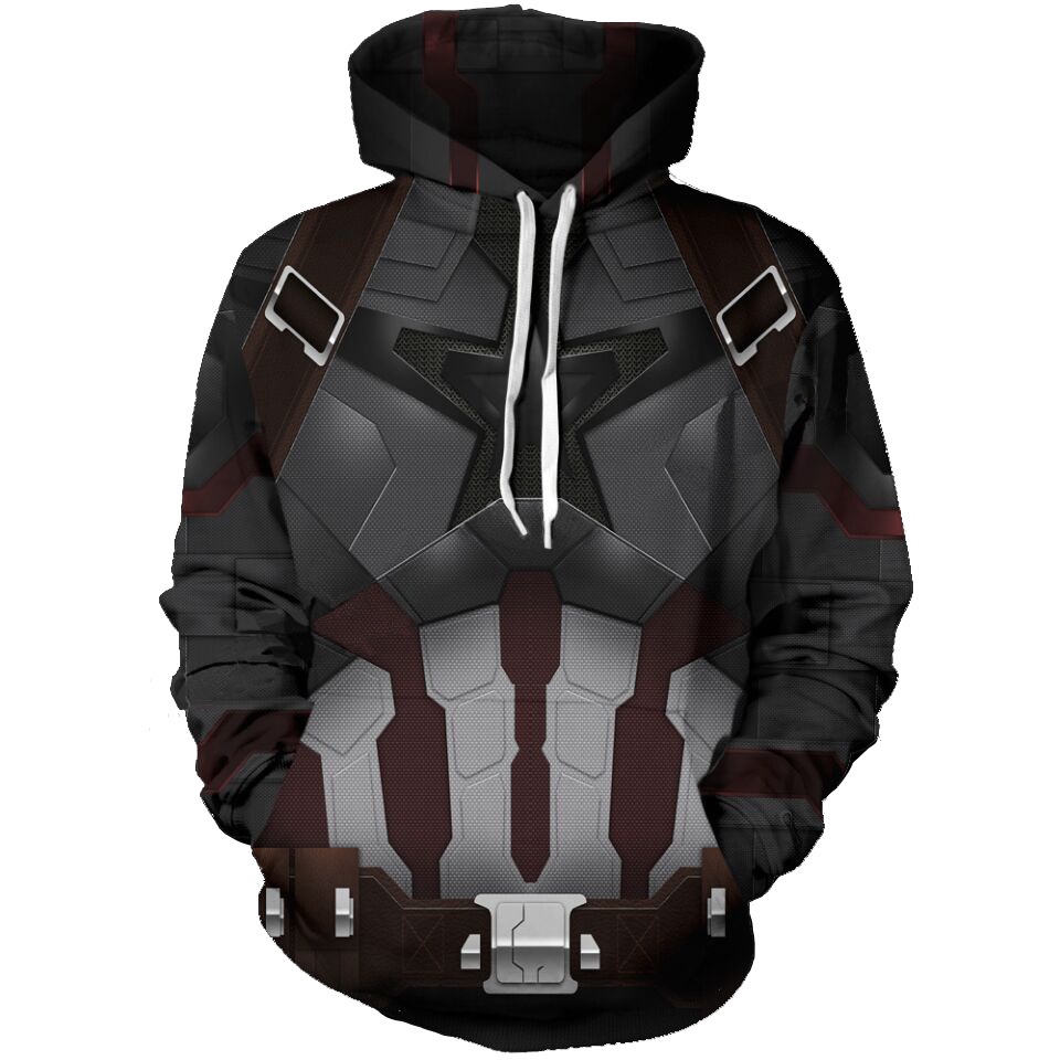 Áo Khoác Hoodie Khóa Kéo In Hình Captain America 3D Hóa Trang Cho Nam