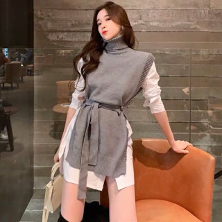 set váy len sơmi chảnh điệu