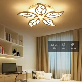Đèn LED Ốp Trần - Đèn trần trang trí phòng khách, phòng ngủ hình lá 3 chế độ sáng, kèm điều khiển từ xa