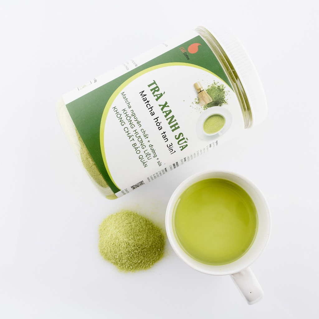Bột trà xanh sữa 3in1, matcha xuất xứ Nhật Bản, từ nhà sản xuất Light Coffee - Hũ 550g