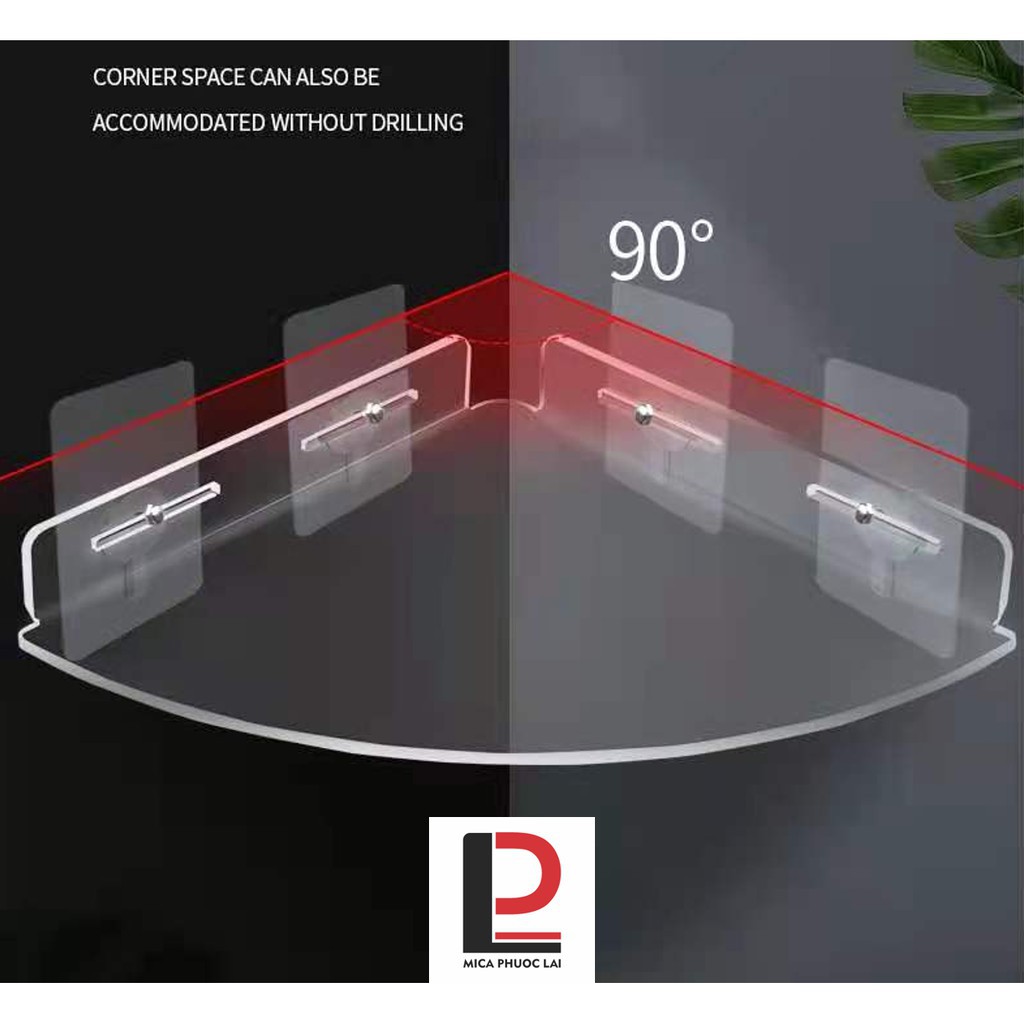 Kệ mica tam giác treo góc tường/ Giá đỡ acrylic cao cấp