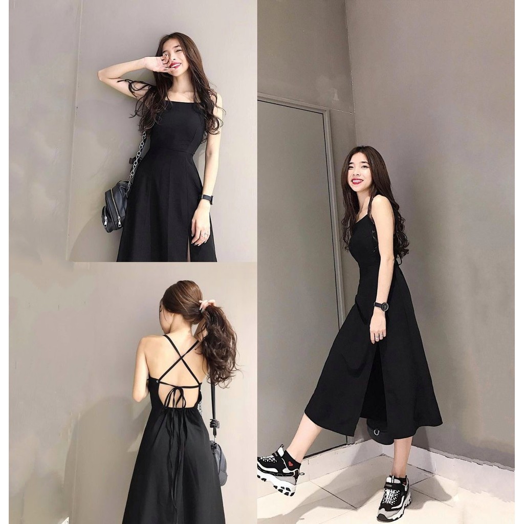 [ẢNH THẬT] Đầm xòe JUNS DRESS Cực Đẹp Có Mút Ngực (ĐEN)