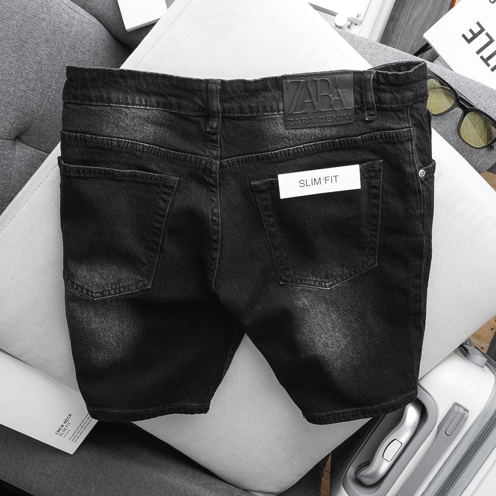 Quần Short Bò Nam Bigsize màu đen hàng xuất khẩu chất Jean co giãn ôm dáng bền màu