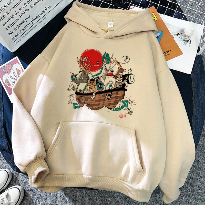 Áo Hoodie nữ in hình Totoro hoạt hình phong cách Nhật Bản 90s