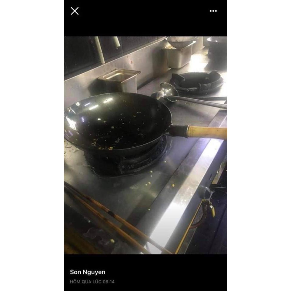 Size 36cm Chảo Thép Chống dính tay cầm gỗ