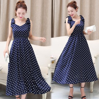 Đầm maxi chấm bi xòe