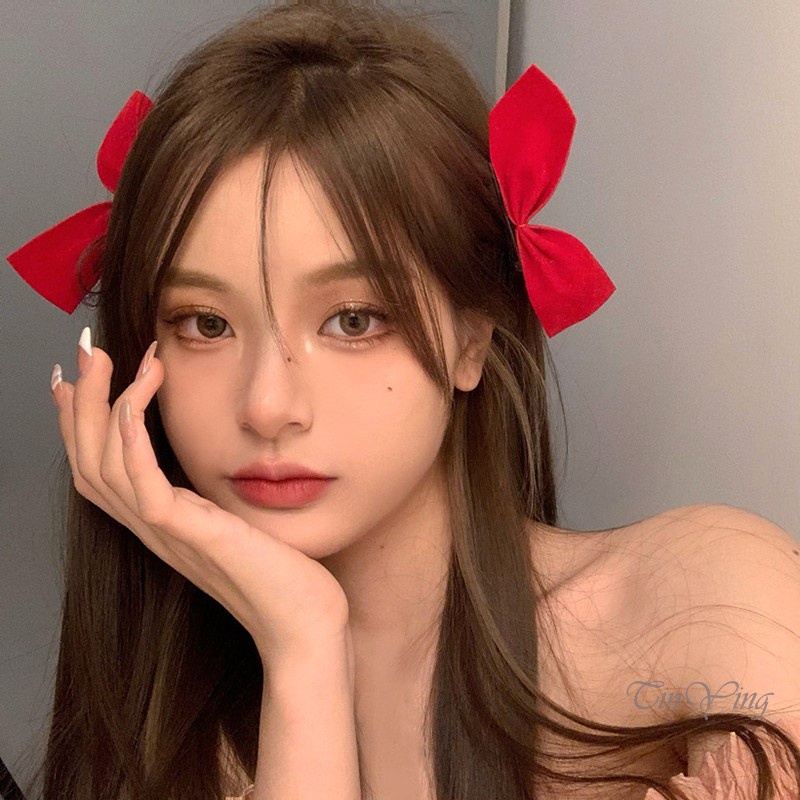 GETNOIVAS  1 Cặp Kẹp Tóc Vải Hình Nơ Dễ Thương Phong Cách Nhật Hàn Cho Nữ