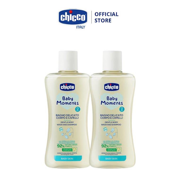 Combo Sữa tắm gội chiết xuất Yến mạch 0M+ Chicco 200ml + Sữa tắm gội chiết xuất Yến mạch 0M+ Chicco 200ml (mới)