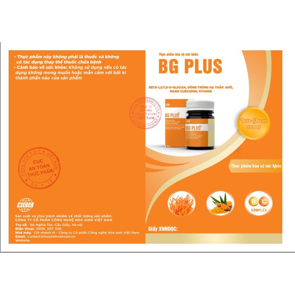 BG PLUS: Nâng cao thể trạng, giảm độc tính cho cơ thể dành cho người đang trong và sau quá trình hoá trị, xạ trị