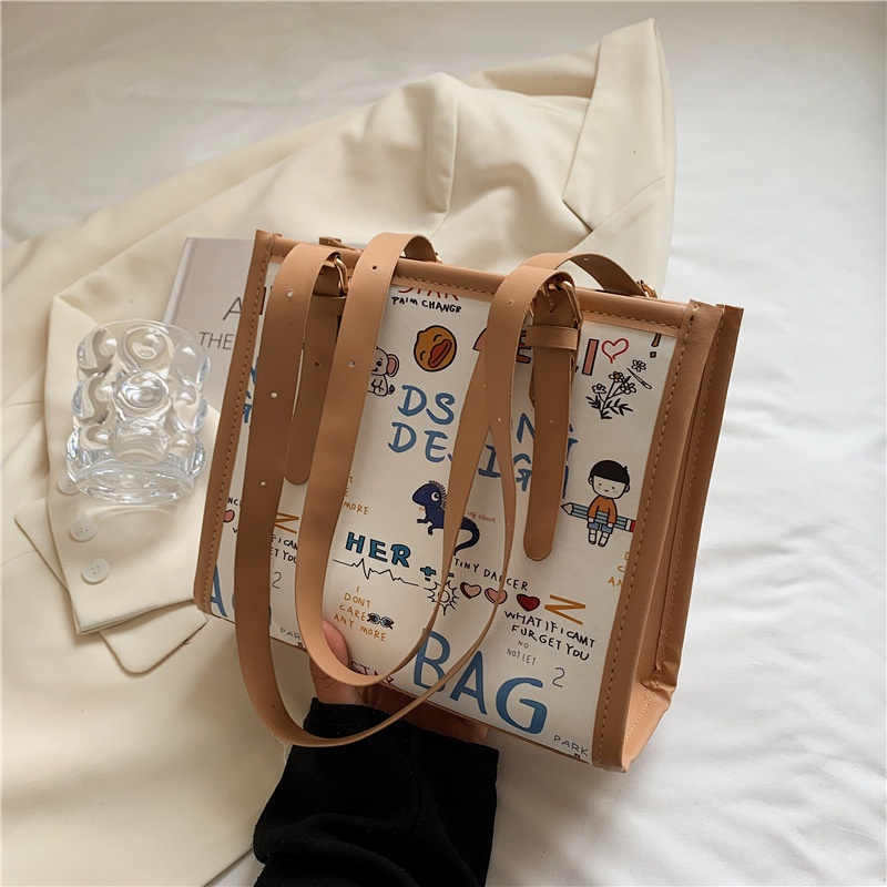 Túi Xách Tay In Họa Tiết Graffiti Phong Cách Mới Dành Cho Nữ FF4039