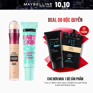 [Bộ trang điểm] Kem lót mịn da Baby Skin Primer 22ml  + Bút cushion Instant Age Rewind 6ml Maybelline New York