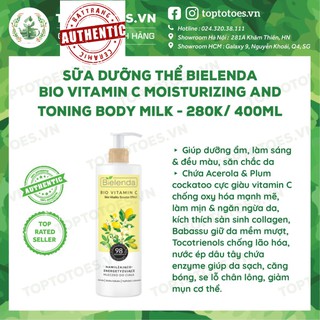 Sữa dưỡng thể trắng da Bielenda Bio Vitamin C Moisturizing And Toning Body Milk dưỡng ẩm, làm sáng da