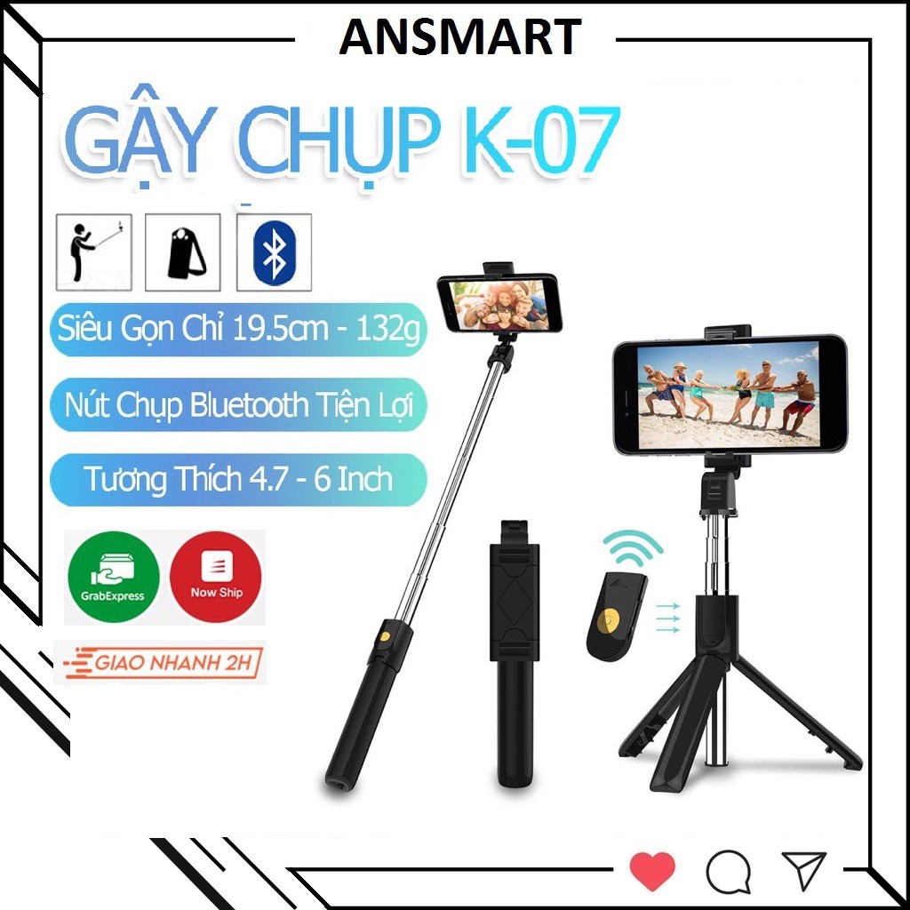 Gậy Chụp Ảnh Tự Sướng Selfie 3 Chân Đứng Tripod K07 - Remote điều khiển từ xa