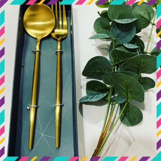 SET THÌA DĨA INOX MẠ VÀNG SANG TRỌNG