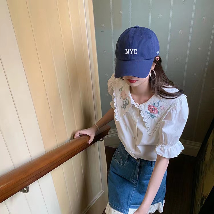 Hàng Mới Về Áo Sơ Mi Tay Ngắn Dáng Rộng Thêu Họa Tiết Phong Cách Hàn Quốc Thời Trang Cho Nữ Hàng Có Sẵn