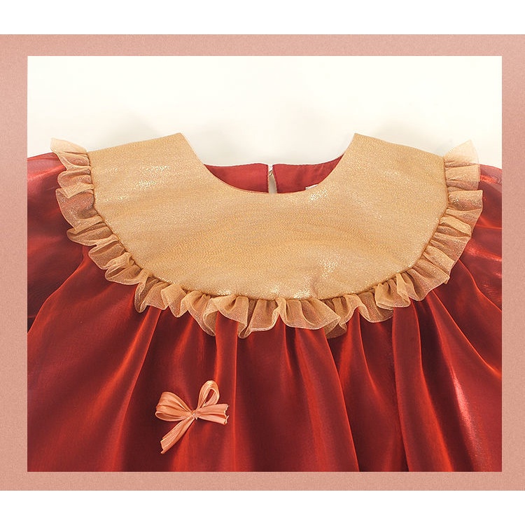 Đầm Công Chúa Tay Phồng Đính Nơ Thời Trang Mùa Hè 2022 Mới Cho Bé Gái