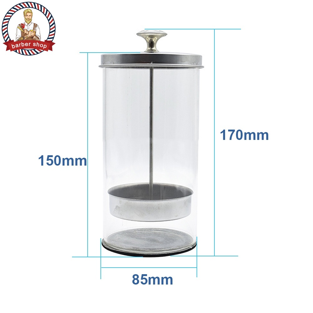 Bình Thủy Tinh Tiệt Trùng Tiệt Trùng Dụng Cụ Cắt Tóc + 1 Lọ Đựng Bột Khử Trùng Cho Salon