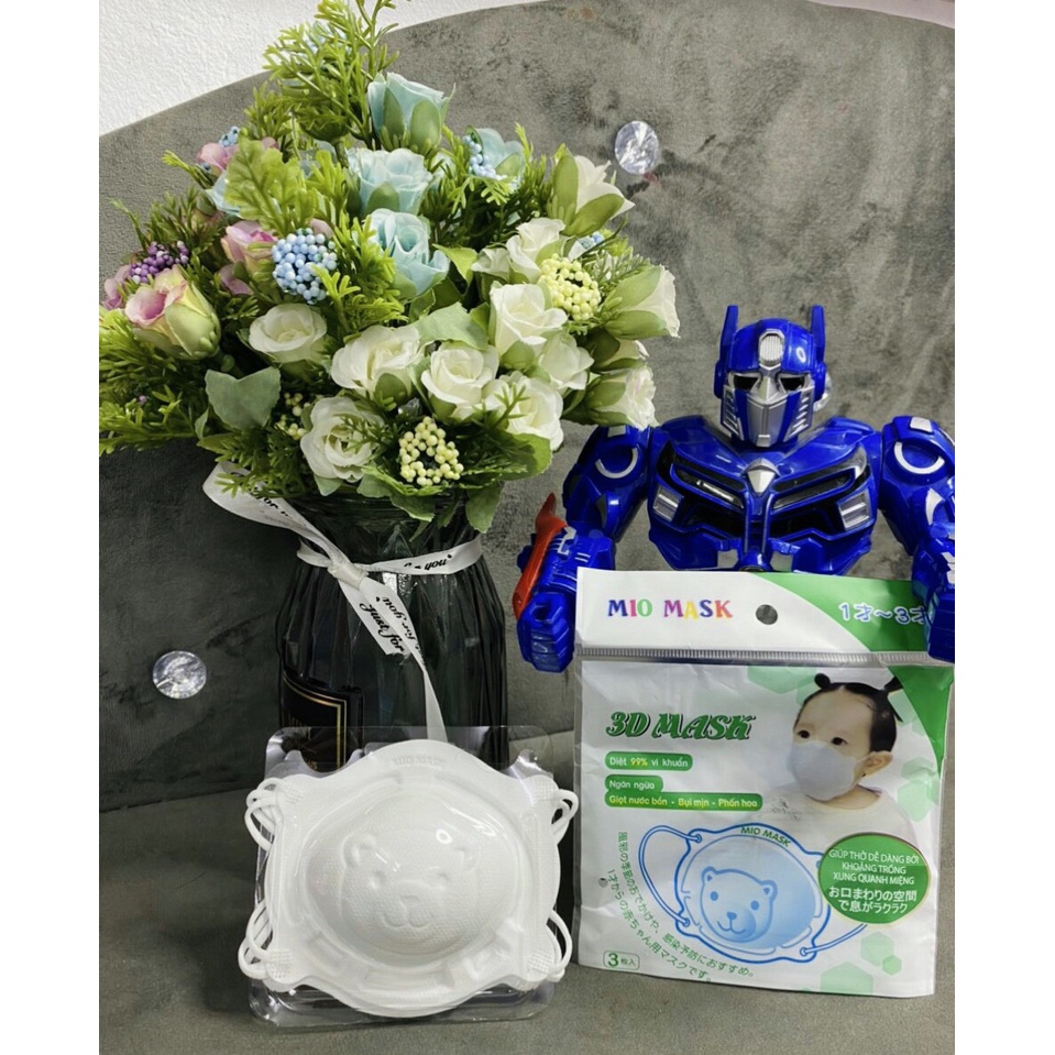 Hot (Set 3 cái) Khẩu trang trẻ em hình gấu 3D Mio Mask dành cho bé sơ sinh từ 4 tháng-3tuổi, chống bụi mịn kháng khuẩn