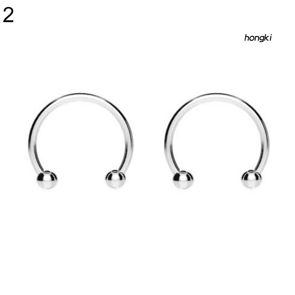 (Hàng Mới Về) Set 2 Khuyên Mũi Bằng Thép Không Gỉ Thiết Kế Dạng Móng Ngựa Độc Đáo