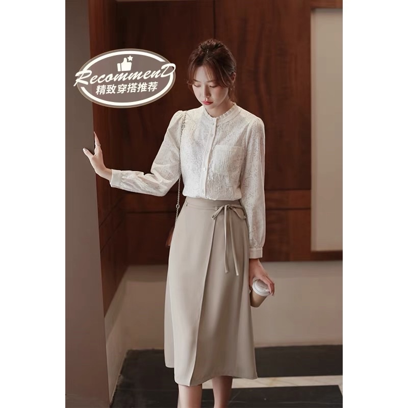 Chân Váy Chữ A Công Sở Kèm Vạt Trước Dáng Dài, Chân Váy Chữ A Che Gối