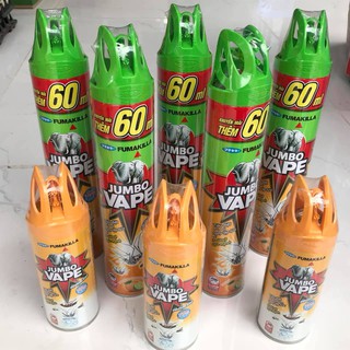 Bình Xịt Muỗi, diệt côn trùng Jumbo Vape 600ml Hương Cam Chanh, Jumbo Vape 300ml Không Mùi