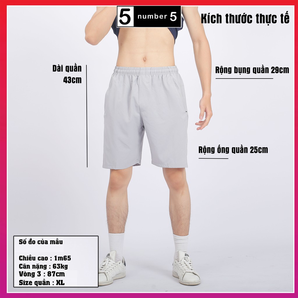 Quần Đùi Nam Number5 Vải Dù Gió Co Giãn Nhẹ Mát Có Khóa Túi Tiện Dụng Thể Thao Hay Mặc Nhà