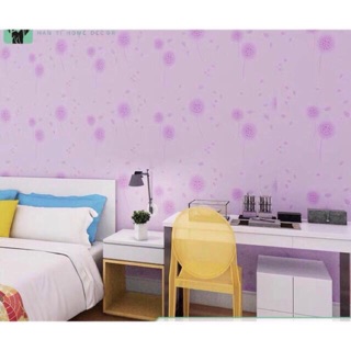 [xã_sốc] Cuộn 10m giấy dán tường decal bồ công anh tím (có keo sẵn)