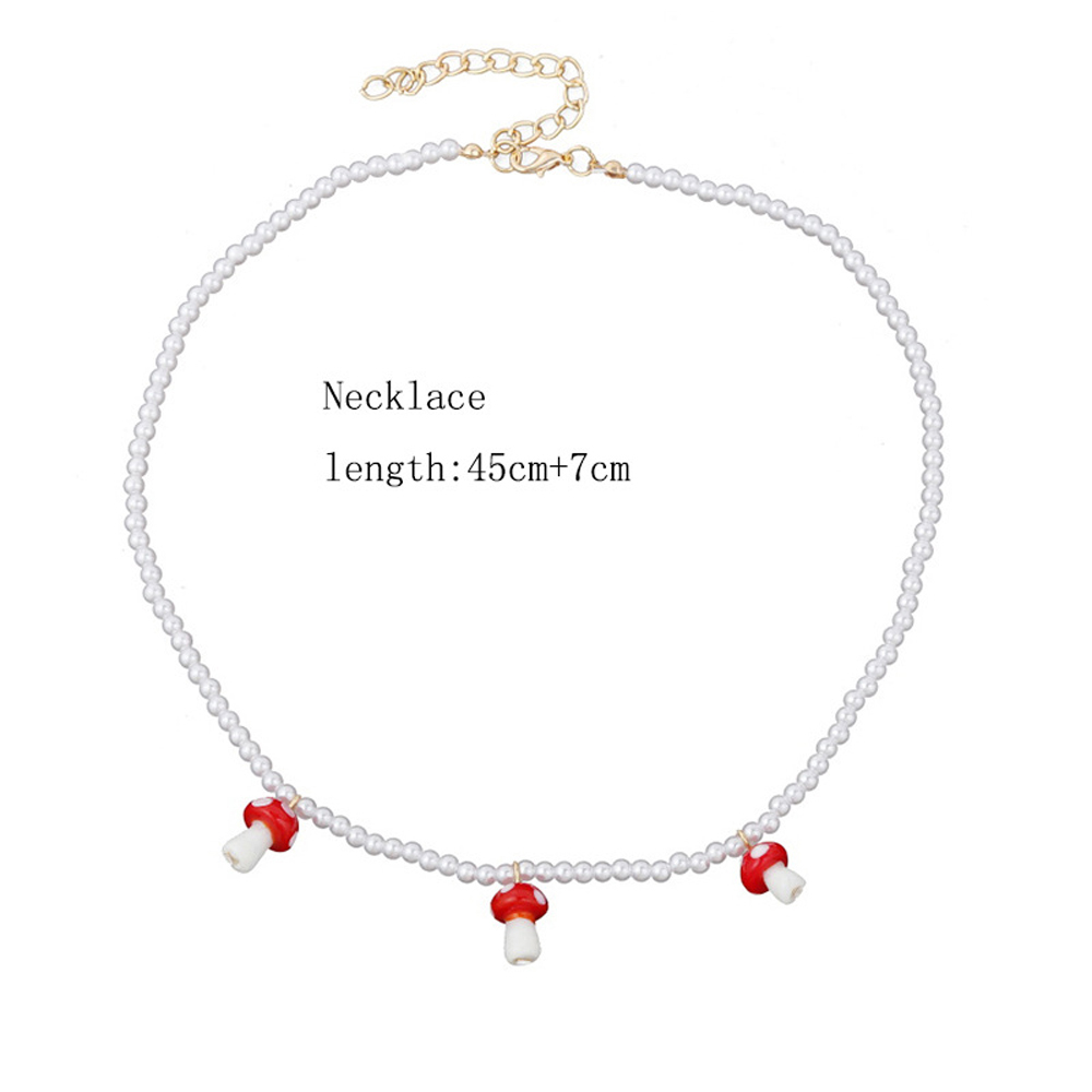 vòng cổ Choker Mặt Hình Cây Nấm Đính Hạt Ngọc Trai Thời Trang Cho Nữ