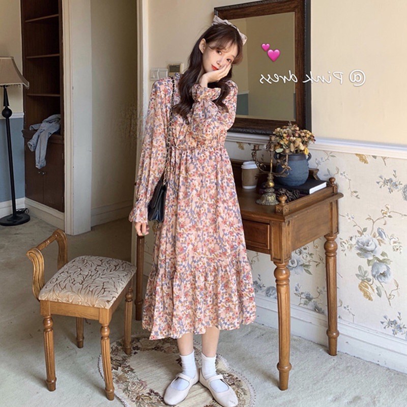 Váy hoa voan 2 lớp