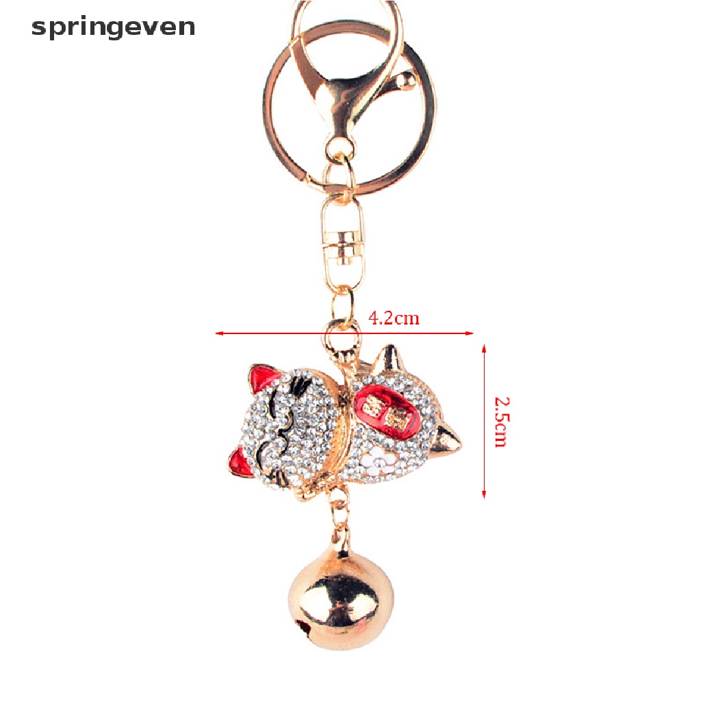 Móc Khóa Hình Chú Mèo May Mắn Đính Đá Dễ Thương