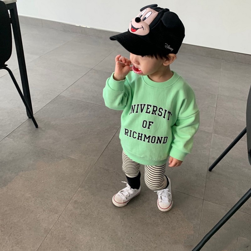 Áo sweater cổ tròn in chữ màu sắc kẹo ngọt thời trang xuân thu cho bé