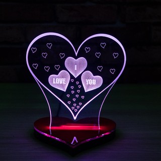 Mô Hình Đèn Led 3D Trái Tim