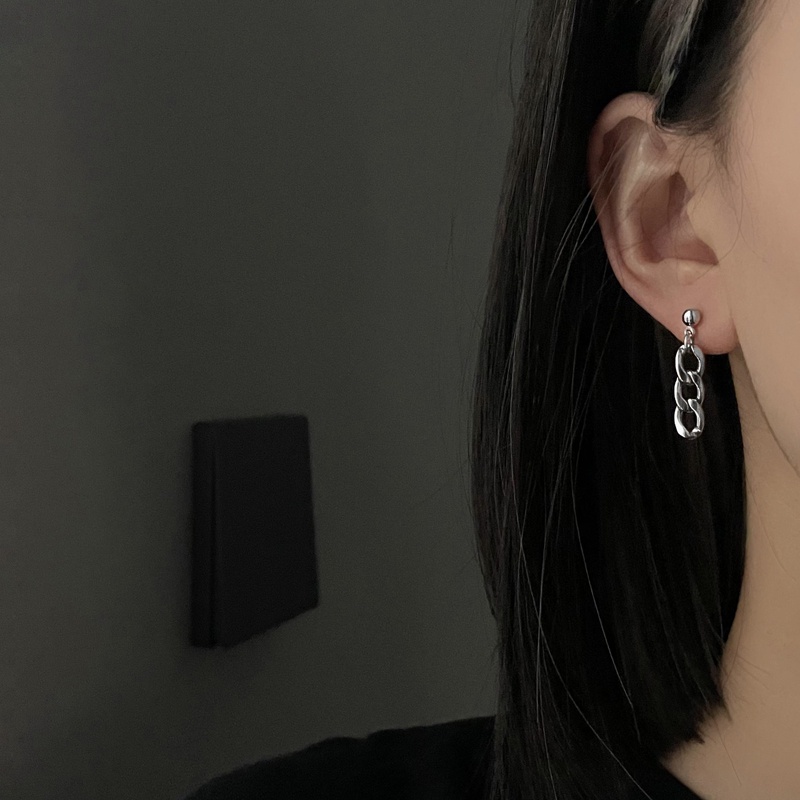 Đôi khuyên tai dạng chuỗi xích bằng kim loại độc đáo sáng tạo cho nữ