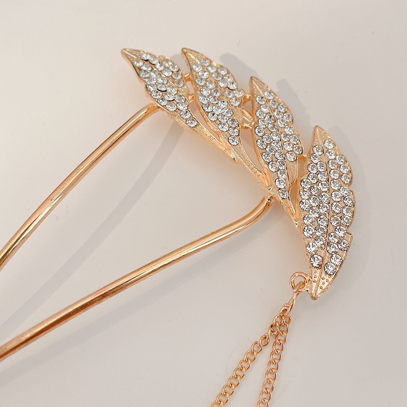 Kẹp tóc kim loại họa tiết lông vũ đính ngọc trai giả thời trang phong cách retro Hàn Quốc