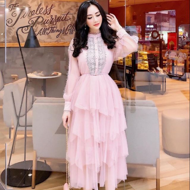 ĐẦM TIỂU THƯ TẦNG chất voan eo thun_ kèm video