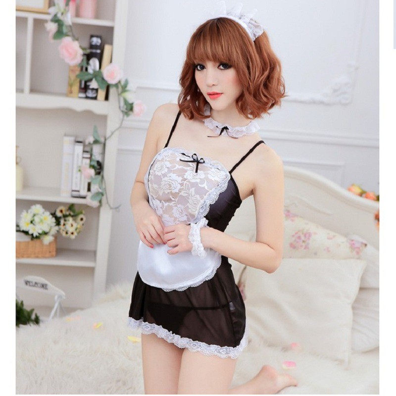 Đồ Ngủ Nữ💝FREESHIP💝Bộ Đồ Ngủ Cosplay Hầu Gái Xẻ Sau (tặng Đủ Phụ Kiện) MS1251 | BigBuy360 - bigbuy360.vn