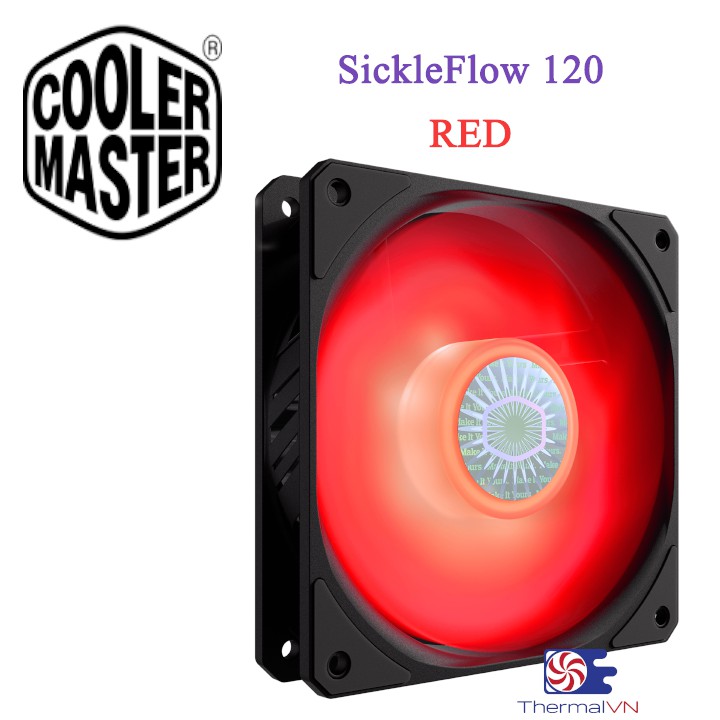 Quạt fan case 12cm Cooler Master SickleFlow 120 Red - Sức gió tốt, quay êm, bền bỉ, đèn led đơn đỏ