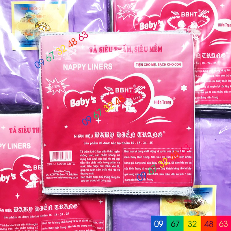  Miếng lót phân xu BABY HIỀN TRANG bịch đại 20 miếng kèm tem 7 màu 4 lớp