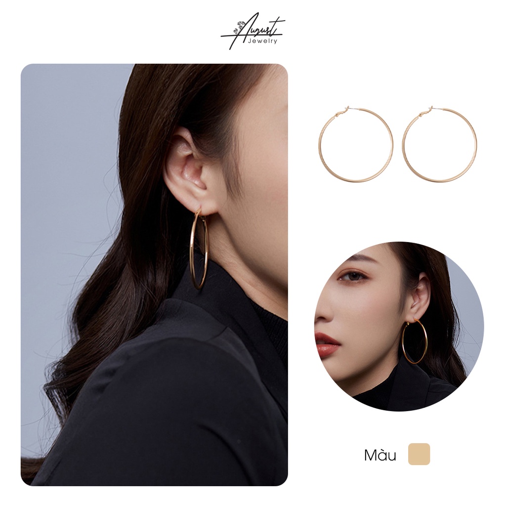 Bông tai/ Hoa tai hợp kim vòng tròn phong cách Hàn Quốc