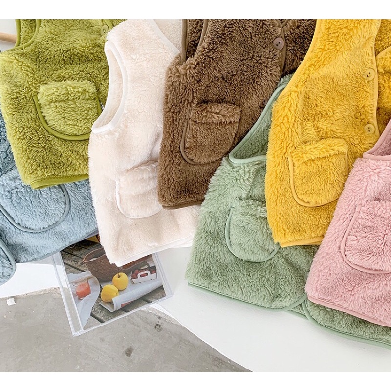 Áo ghile lông Quảng Châu cho bé- Ghile lông mềm mịn, siêu nhẹ giữ ấm ngực cho bé