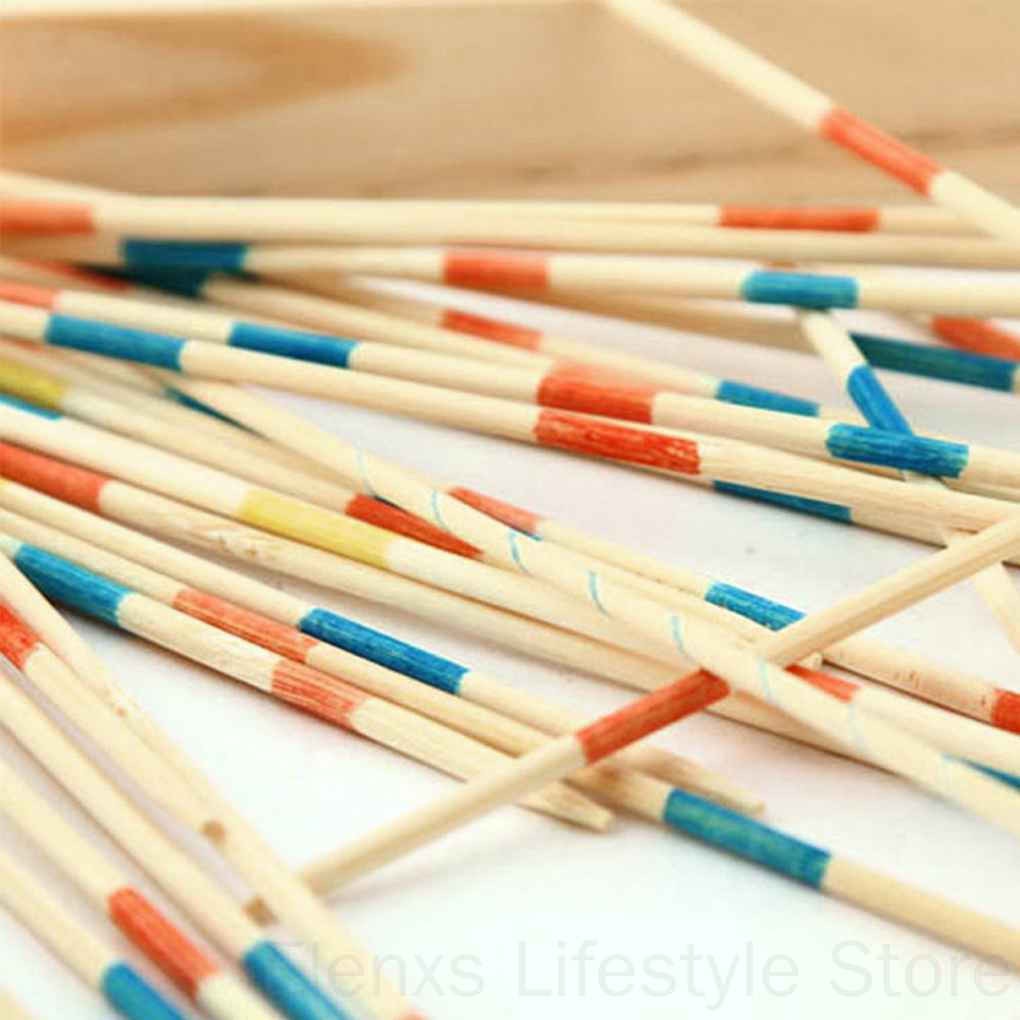 Baby Educational Wooden Traditional Mikado Spiel Pick Up Sticks With Box Game ELEN