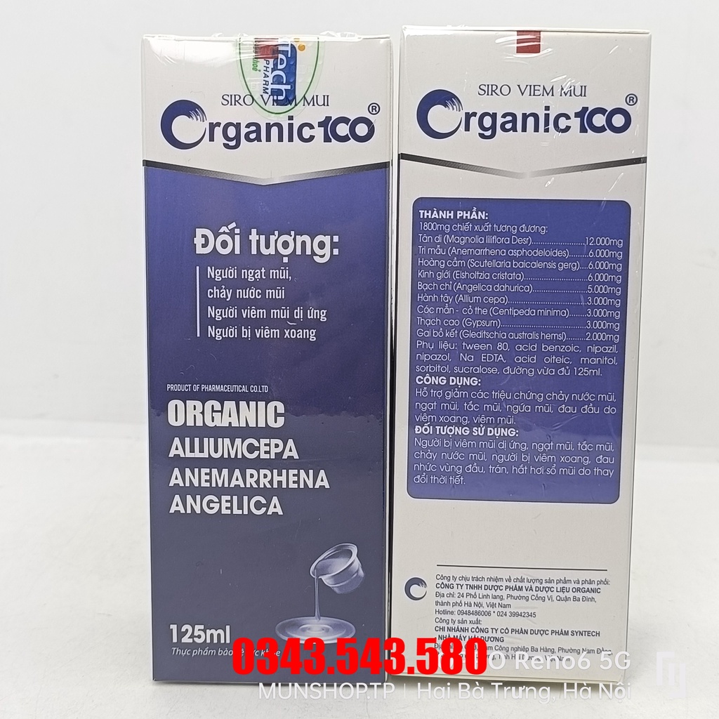 SIRO VIÊM MŨI ORGANIC 100 chai 125ml