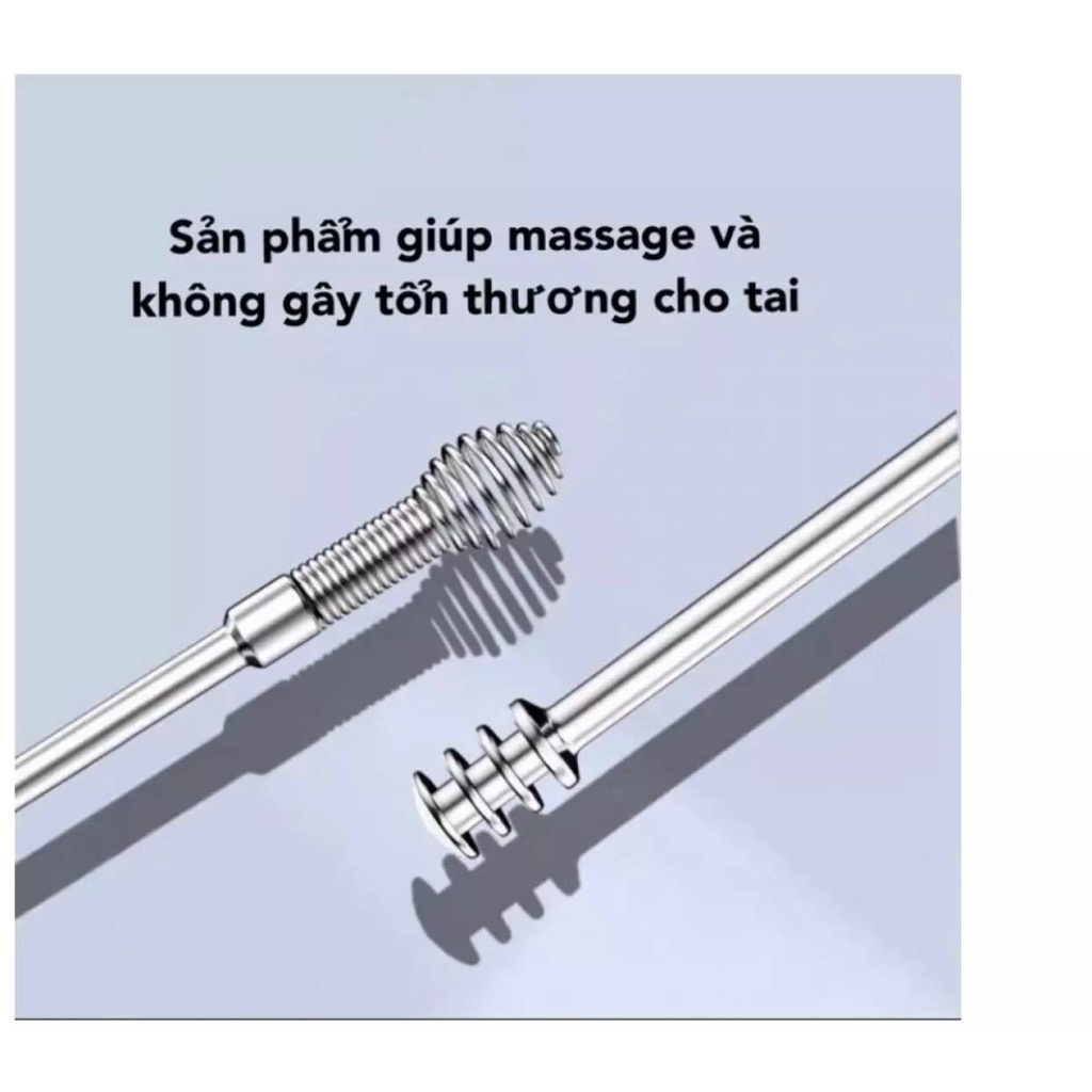 Bộ dụng cụ ngoáy tai  nhỏ gọn kèm hộp, vệ sinh, làm sạch hiệu quả  Bộ dụng cụ vệ sinh tai bằng thép an toàn 01482