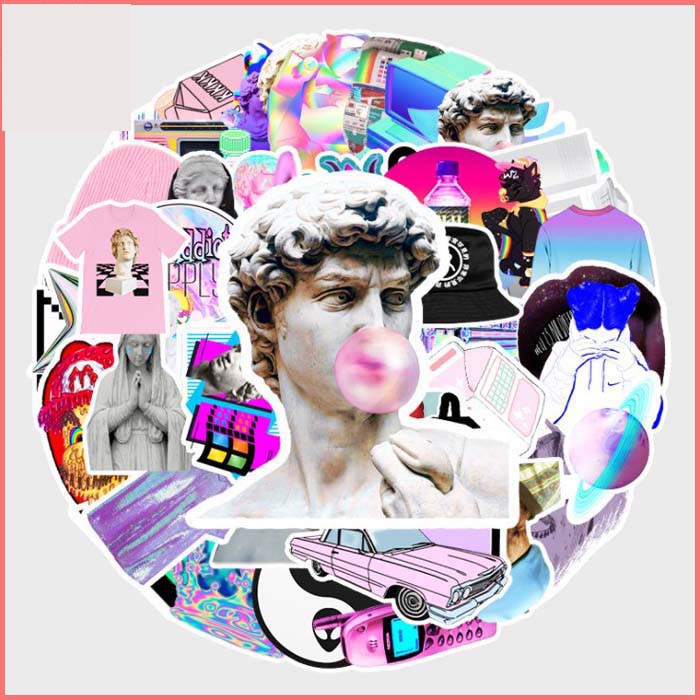 [Set 58 Cái] Sticker phong cách trìu tượng dán trang trí mũ bảo hiểm, vali, máy tính laptop - MP.030