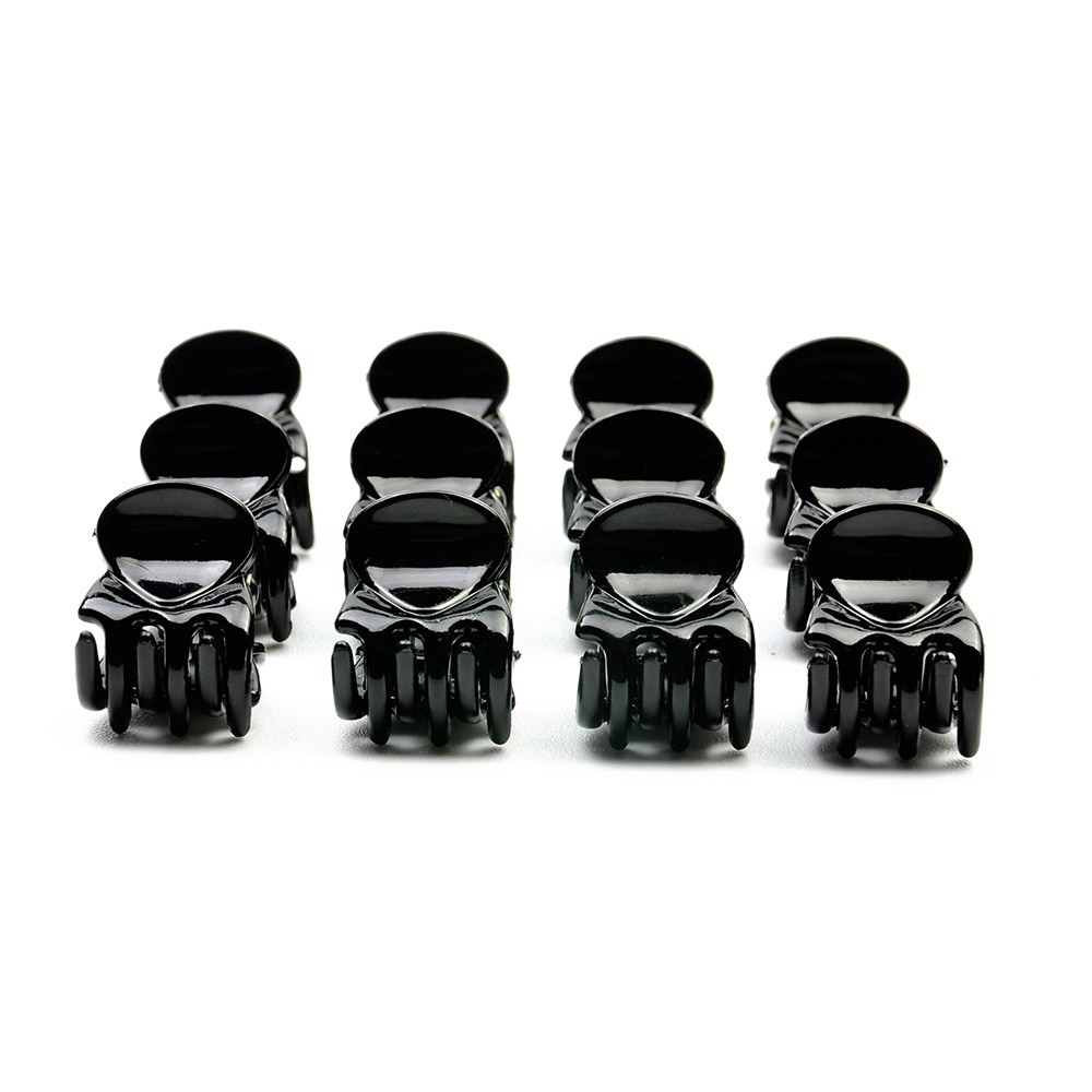 Set 12 kẹp nhựa mini 6 chân màu đen bằng nhựa dành cho phụ nữ và trẻ em trang trí