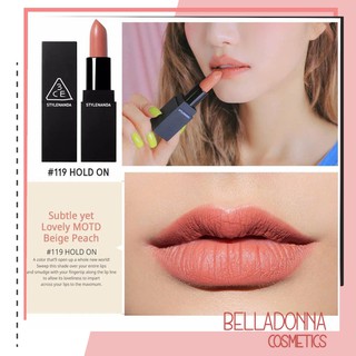 Son thỏi siêu mịn bền màu 3CE lip color matte #119 Hold On - Hồng Đào